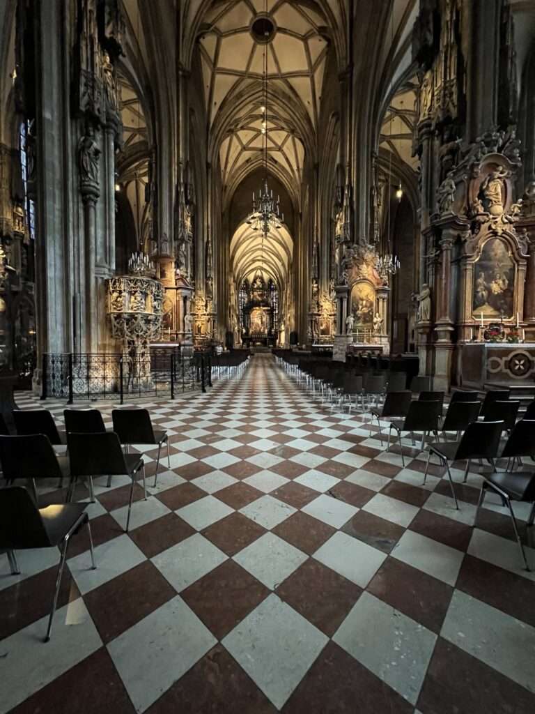 Inside the St. Stephen's Cathedral in Vienna